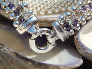 Martha's Vineyard Crystal - Wampum Inspired Crystal, Sterling Silver Beaded Reversible Bracelet