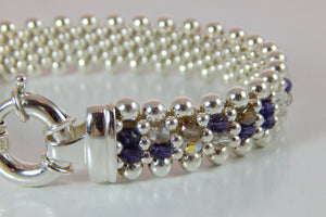 Martha's Vineyard Crystal - Wampum Inspired Crystal, Sterling Silver Beaded Reversible Bracelet