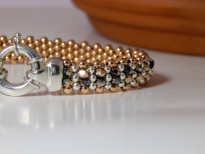 Classic Rose Gold Twilight  - High Quality Rose Gold Crystal with Sterling Silver Accents and 14K Rose Gold Beads Reversible Bracelet