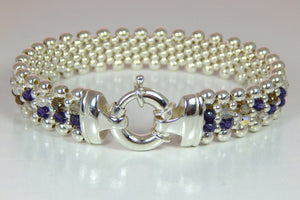 Martha's Vineyard Crystal - Wampum Inspired Crystal, Sterling Silver Beaded Reversible Bracelet