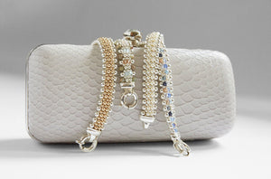 Silver Pearl -  High Quality Pearl Crystals, Sterling Silver and 14k Gold Reversible Bracelet