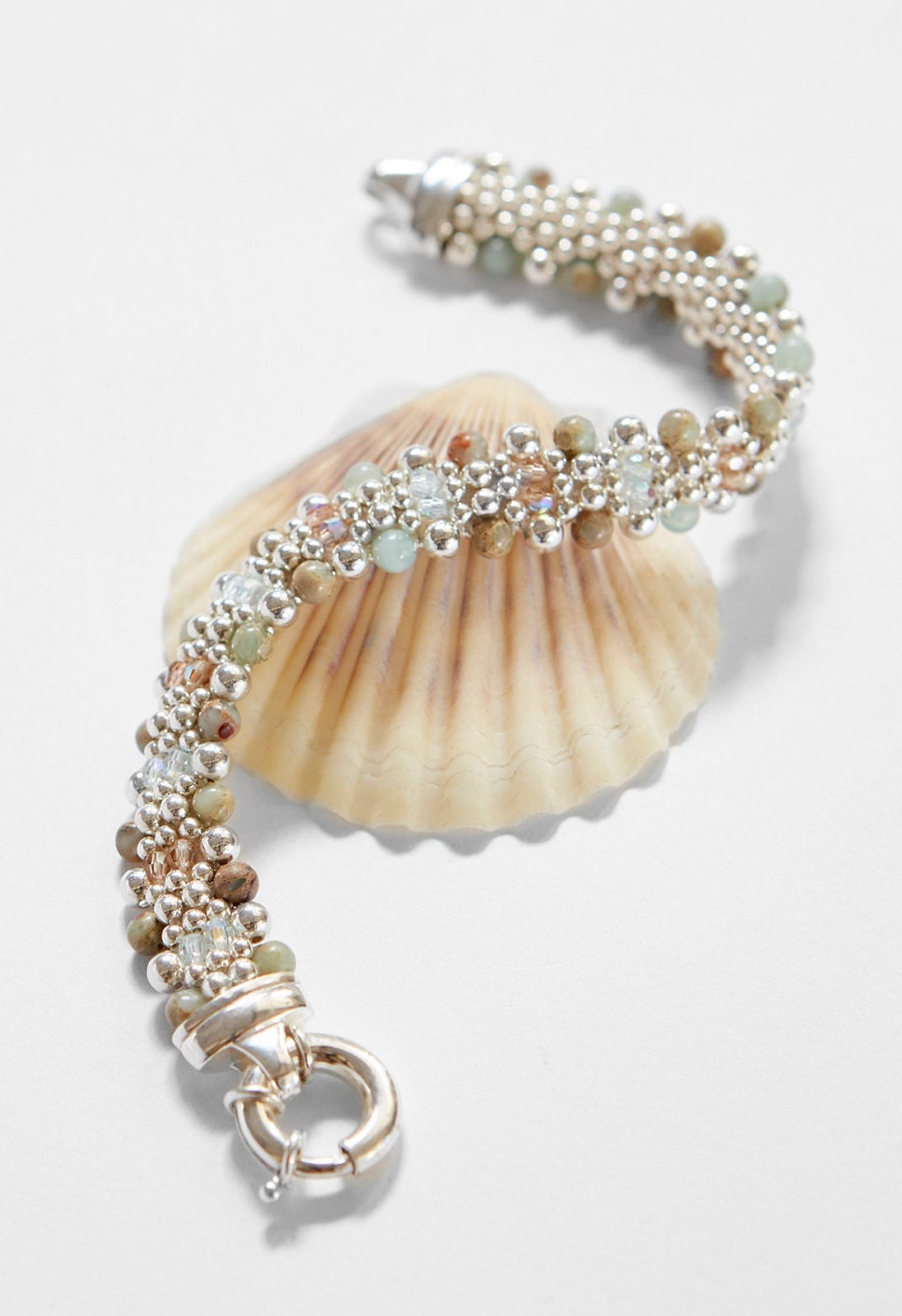 Royal African Opal - Gemstone, Sterling Silver, and High Quality Crystal Reversible Bracelet