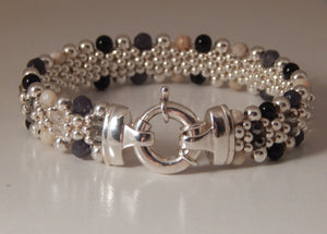 Royal Storm - Onyx, Quartz, Sterling Silver, Reversible Bracelet