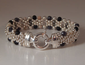 Royal Storm - Onyx, Quartz, Sterling Silver, Reversible Bracelet