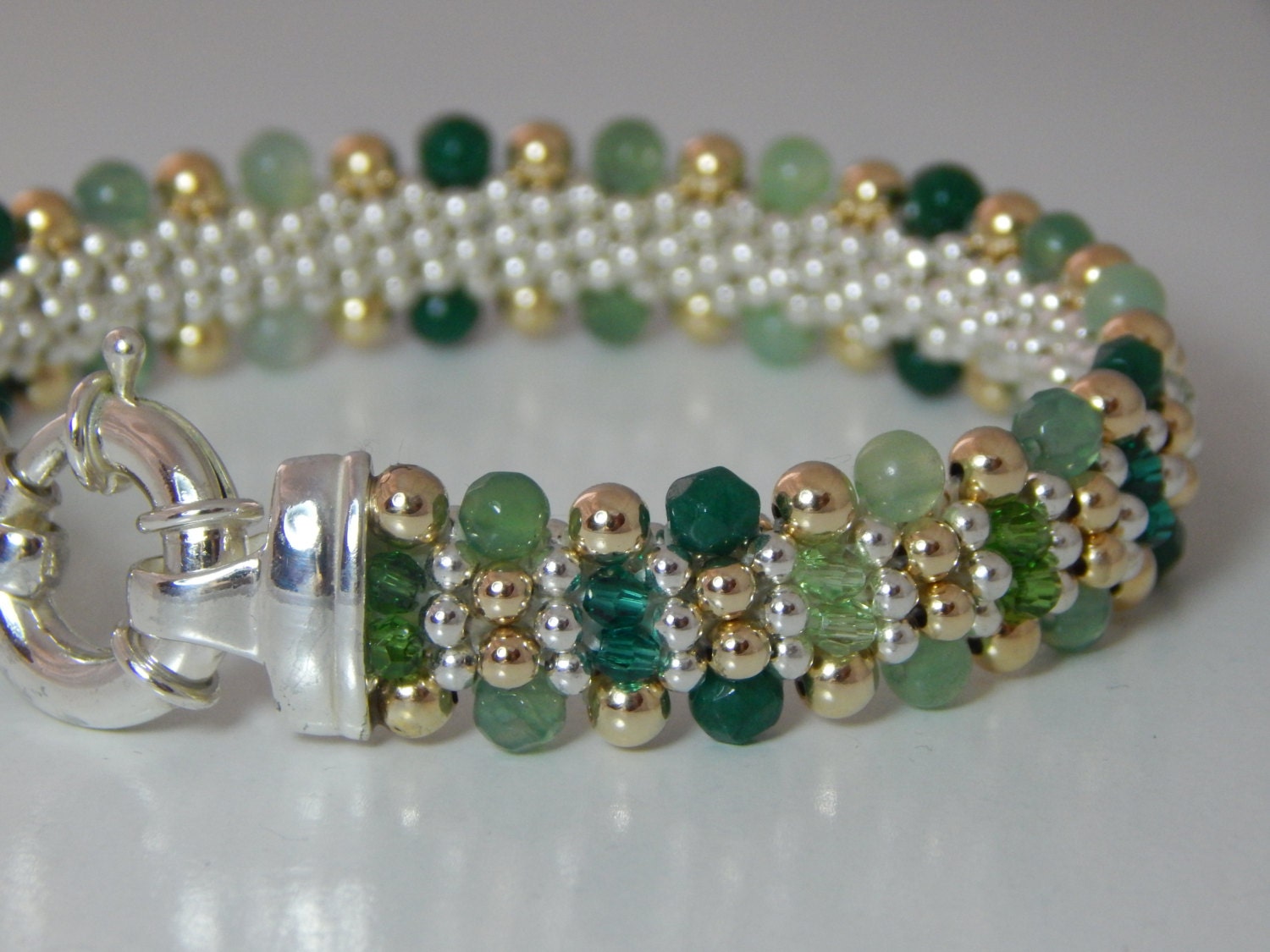 Royal Dublin - Gemstone, Sterling Silver, 14k Gold, and Crystal, Reversible Bracelet