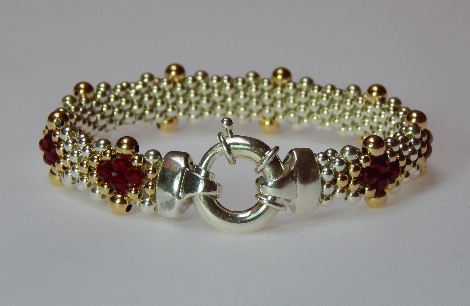 Dovera Red Diamond Bracelet - Crystal, Sterling Silver, 14K Gold Filled beads