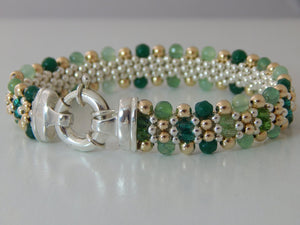 Royal Dublin - Gemstone, Sterling Silver, 14k Gold, and Crystal, Reversible Bracelet