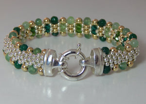 Royal Dublin - Gemstone, Sterling Silver, 14k Gold, and Crystal, Reversible Bracelet