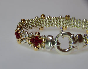 Dovera Red Diamond Bracelet - Crystal, Sterling Silver, 14K Gold Filled beads