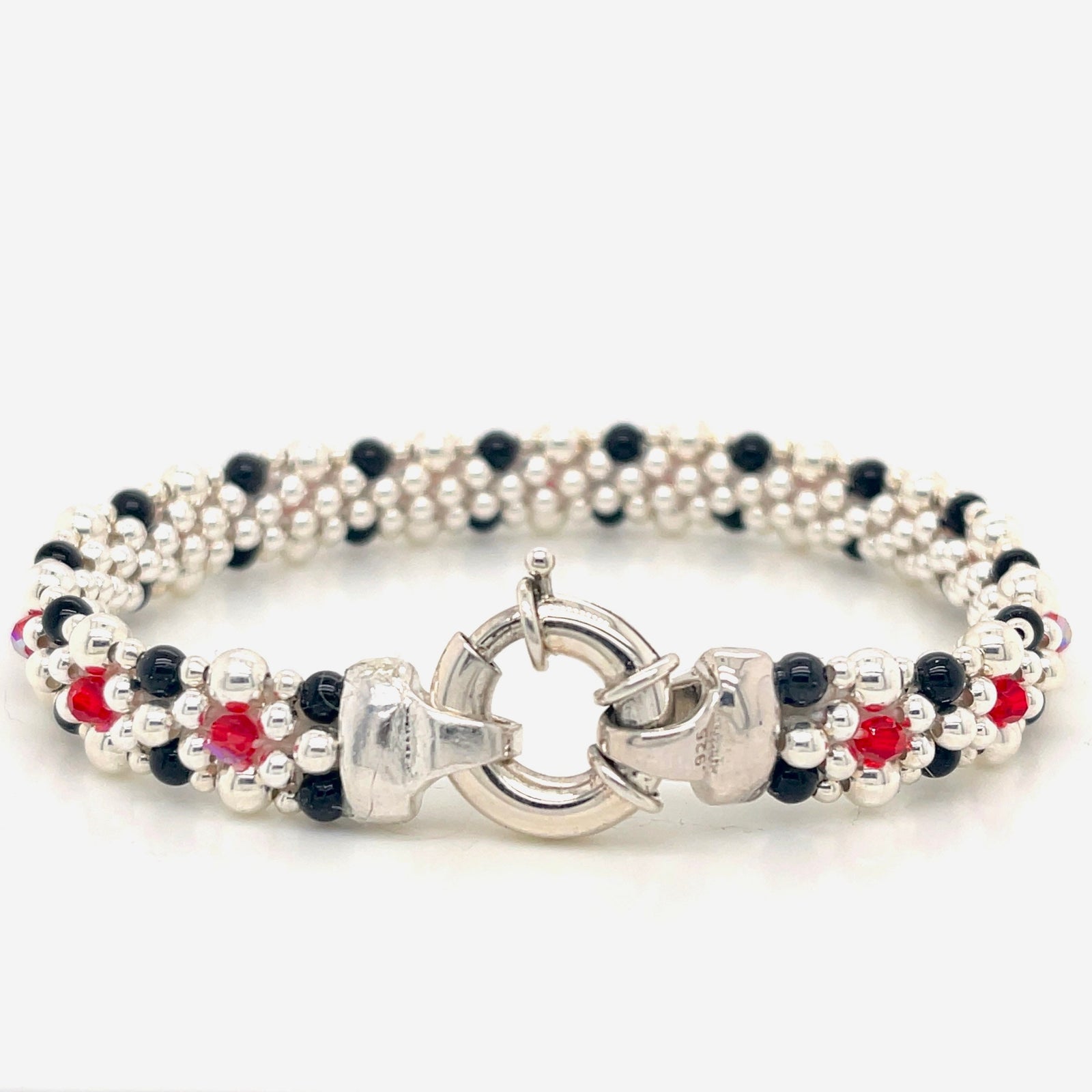 Cardinal - Sterling Silver, Black and Red Bracelet