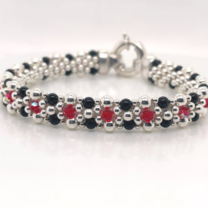 Cardinal - Sterling Silver, Black and Red Bracelet