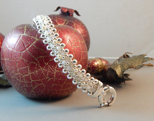 Grand Snow & Ice -  Sterling Silver, Pearl, White Crystal, Reversible Bracelet