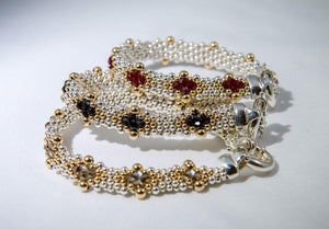 Black Diamond Bracelet - Jet Crystal, Sterling Silver, 14K Gold Filled Beads